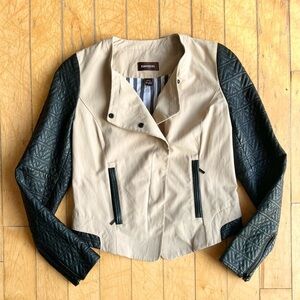 Danier Women's Leather Jacket in Black and Cream Size XS Small
